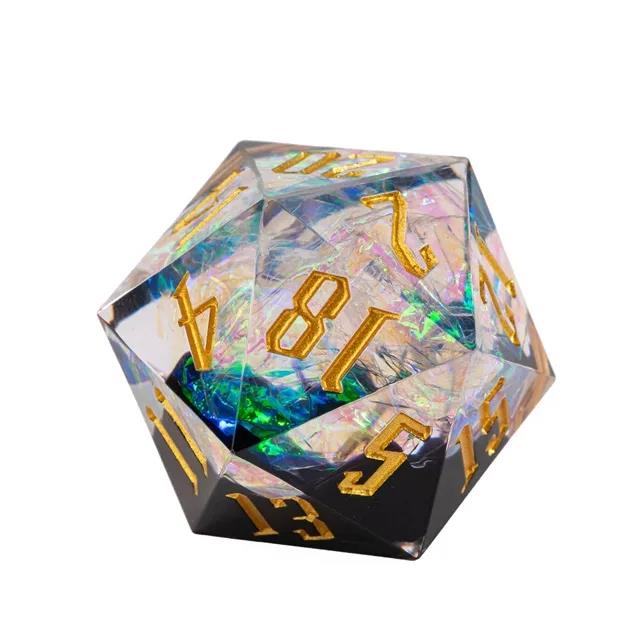 Candy in Layered Black & Clear with White Foil Sharp Resin - D20 RPG Dice