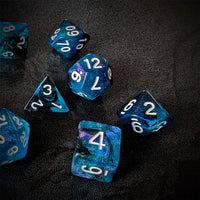 Thumbnail for Glitter in Blue & Black Acrylic - 7pcs RPG Full Dice Set Scatter