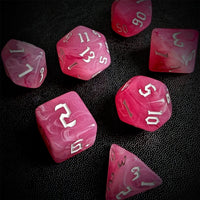 Thumbnail for Dark Pink Silk Acrylic - 7pcs RPG Full Dice Set Scatter