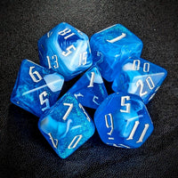 Thumbnail for Glitter in Blue & White Acrylic - 7pcs RPG Full Dice Set Top
