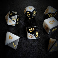 Thumbnail for Blend of Black & White Acrylic - 7pcs RPG Full Dice Set Scatter