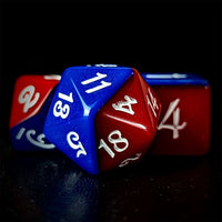 Thumbnail for Blend of Red & Blue Acrylic - 7pcs RPG Full Dice Set Close