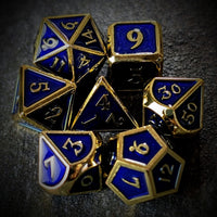 Thumbnail for Blue Enamel in Gold Metal - 7pcs RPG Dice Set