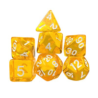 Thumbnail for Clear Yellow Acrylic - 7pcs RPG Full Dice Set White Stack