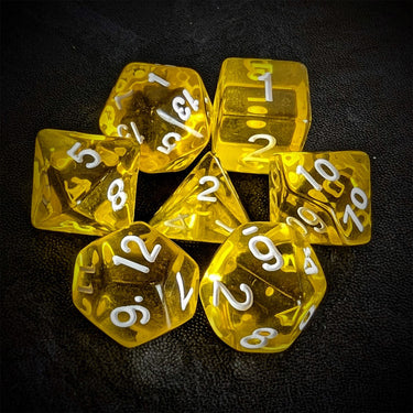 Clear Yellow Acrylic - 7pcs RPG Full Dice Set Top