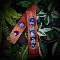 Thumbnail for Blend of White & Royal Blue Acrylic - 7pcs RPG Full Dice Set Box Setup