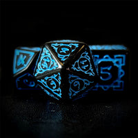 Thumbnail for Blue Vines on Black Acrylic - 7pcs RPG Full Dice Set Close