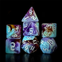 Thumbnail for Blend of Sky Blue & Purple Acrylic - 7pcs RPG Full Dice Set Dark Stack