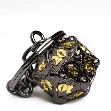 Dragon Bones Black Metal - D20 Keyring