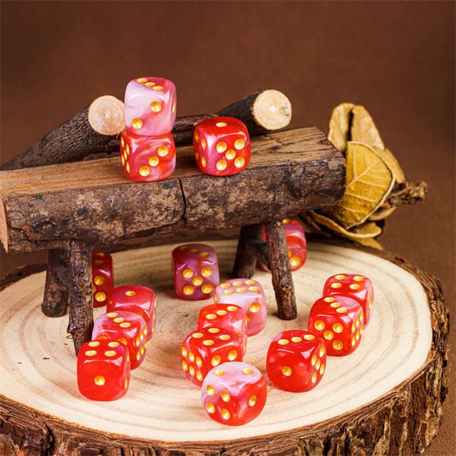 12mm White & Red Acrylic - 10pcs D6 RPG Dice Set