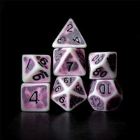 Thumbnail for Washed Purple on White Acrylic - 7pcs RPG Full Dice Set Dark Stack