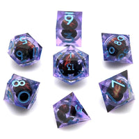 Thumbnail for Red Dragon Eye Ball in Clear & Purple Filled Sharp Resin - 7pcs RPG Dice Set