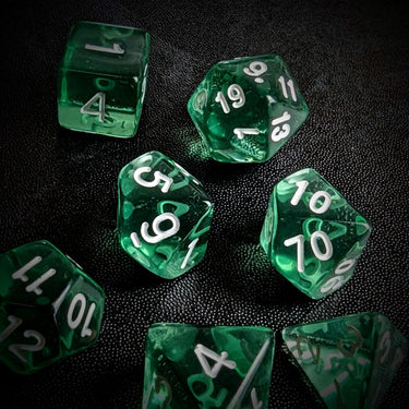 Clear Green Acrylic - 7pcs RPG Full Dice Set Scatter