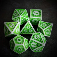 Thumbnail for Green Lattice on White Acrylic - 7pcs RPG Full Dice Set Top
