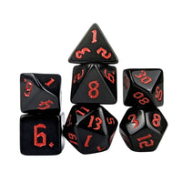 Thumbnail for Red on Solid Black Acrylic - 7pcs RPG Full Dice Set White Stack