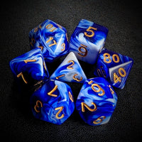 Thumbnail for Blend of White & Royal Blue Acrylic - 7pcs RPG Full Dice Set Top