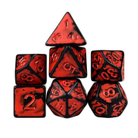 Thumbnail for Washed Red on Black Acrylic - 7pcs RPG Full Dice Set White Stack