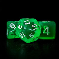 Thumbnail for Clear Green Acrylic - 7pcs RPG Full Dice Set Close
