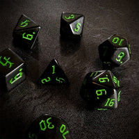 Thumbnail for Green on Solid Black Acrylic - 7pcs RPG Full Dice Set Scatter