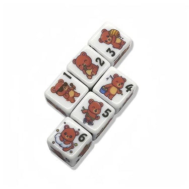 16mm White Bear Acrylic  - 6pcs D6 RPG Dice Set
