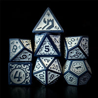 Thumbnail for White Vines on Grey Acrylic - 7pcs RPG Full Dice Set Dark Stack