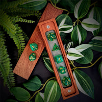 Thumbnail for Glitter in Clear Green Acrylic - 7pcs RPG Full Dice Set Box Setup