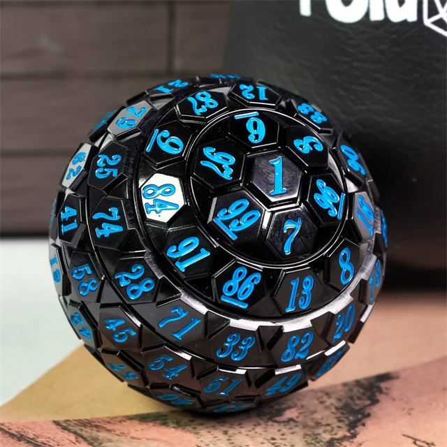 Black Raised Face Acrylic with Box - D100 RPG Dice