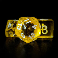 Thumbnail for Clear Yellow Acrylic - 7pcs RPG Full Dice Set Close