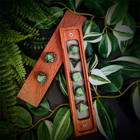 Thumbnail for Gold Vines on Green Acrylic - 7pcs RPG Full Dice Set Box Setup