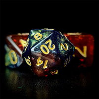 Thumbnail for Glitter in Red & Blue Acrylic - 7pcs RPG Full Dice Set Close