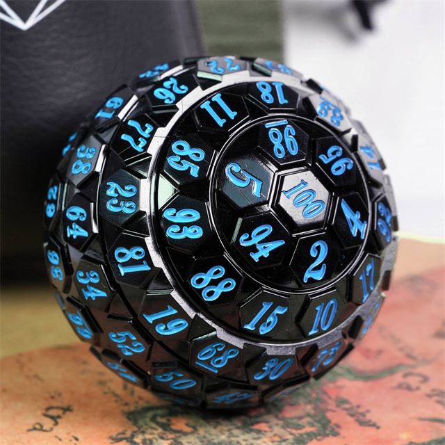 Black Raised Face Acrylic with Box - D100 RPG Dice