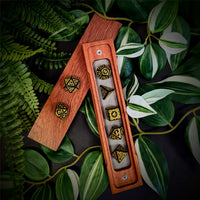 Thumbnail for Yellow Vines on Black Acrylic - 7pcs RPG Full Dice Set Box Setup