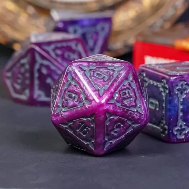 Castle on Purple Resin - 7pcs RPG Oversized Dice Set