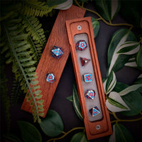 Thumbnail for Blue & Red Spider's Web in Silver Metal - 7pcs RPG Dice Set