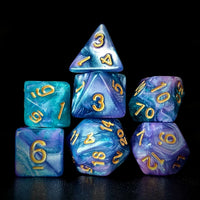 Thumbnail for Glitter in Purple & Blue Acrylic - 7pcs RPG Full Dice Set Dark Stack