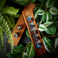 Thumbnail for Blend of Orange & Blue Acrylic - 7pcs RPG Full Dice Set Box Setup