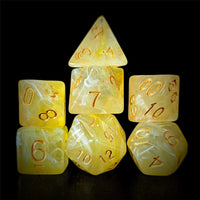 Thumbnail for Yellow Silk Acrylic - 7pcs RPG Full Dice Set Dark Stack