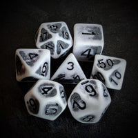 Thumbnail for Washed Black on White Acrylic - 7pcs RPG Full Dice Set Top