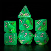 Thumbnail for Glitter in Green Acrylic - 7pcs RPG Full Dice Set Dark Stack