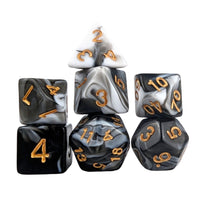 Thumbnail for Blend of White & Black Acrylic - 7pcs RPG Full Dice Set White Stack