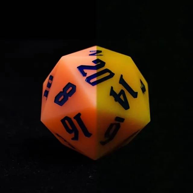 Blue on Solid Orange Silicone - D20 RPG Dice