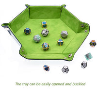 Thumbnail for Green Velvet & Blue PU Leather - Hexagon Hard Dice Tray