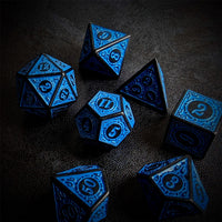 Thumbnail for Blue Lattice on Black Acrylic - 7pcs RPG Full Dice Set Scatter