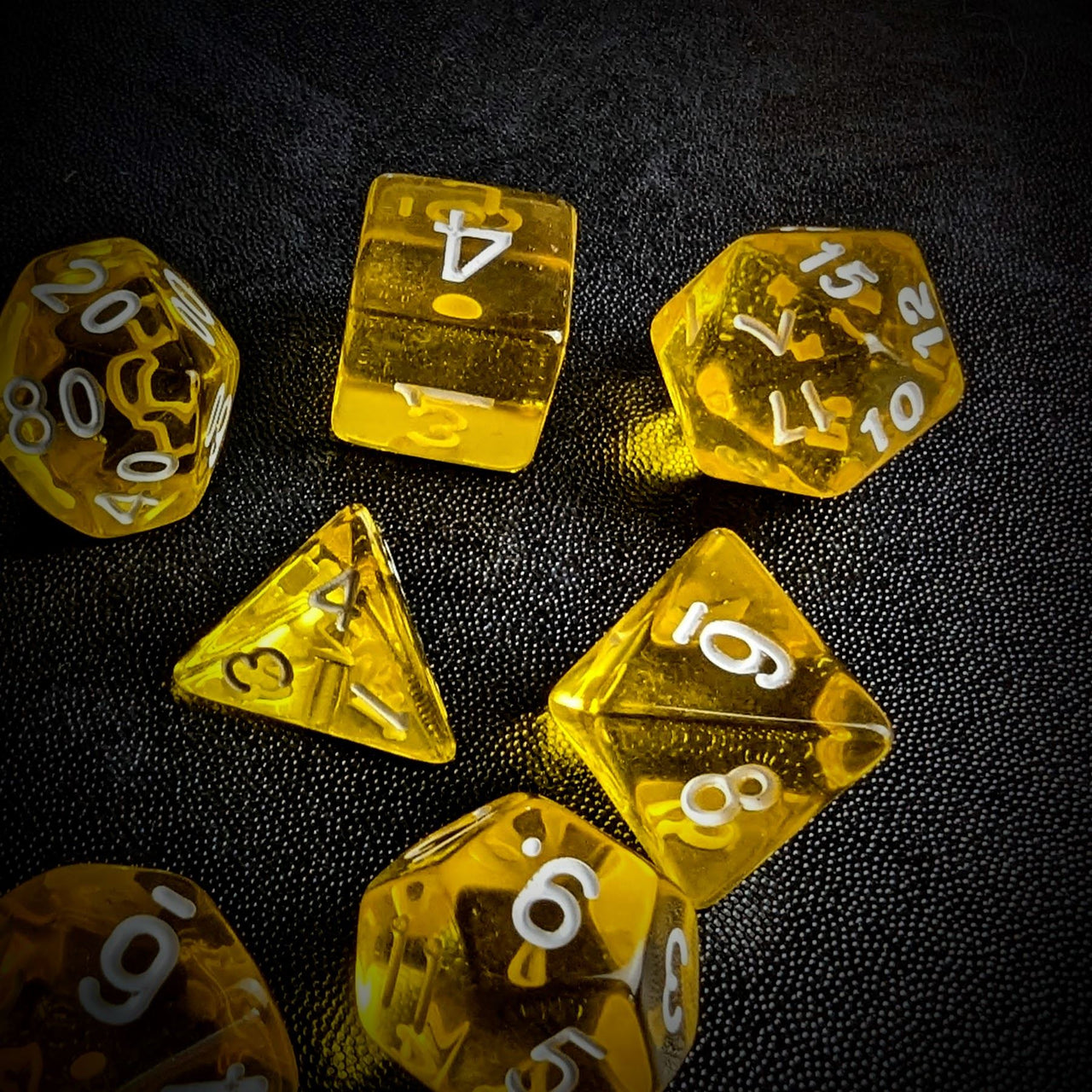Clear Yellow Acrylic - 7pcs RPG Full Dice Set Scatter