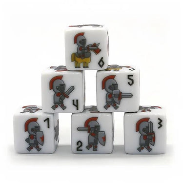 16mm White Knight Acrylic  - 6pcs D6 RPG Dice Set