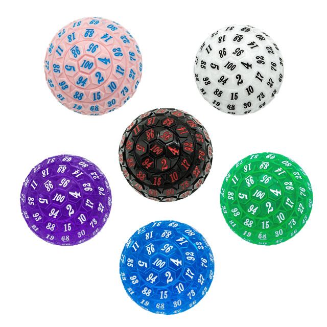 Black Raised Face Acrylic with Box - D100 RPG Dice