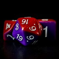 Thumbnail for Blend of Red & Purple Acrylic - 7pcs RPG Full Dice Set Close
