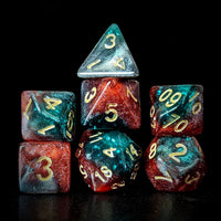 Thumbnail for Glitter in Red & Green Acrylic - 7pcs RPG Full Dice Set Dark Stack