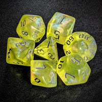 Thumbnail for Glitter in Yellow Acrylic - 7pcs RPG Full Dice Set Top