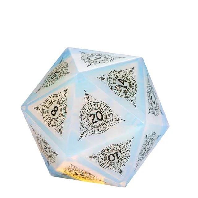 Astrology on Opalite Gemstone - D20 RPG Dice